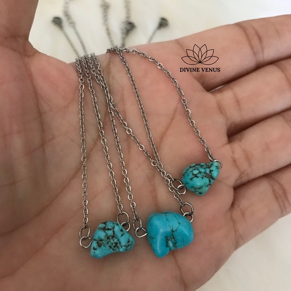 Genuine Turquoise Dainty Stainless Steel Choker - Picture 4 of 8